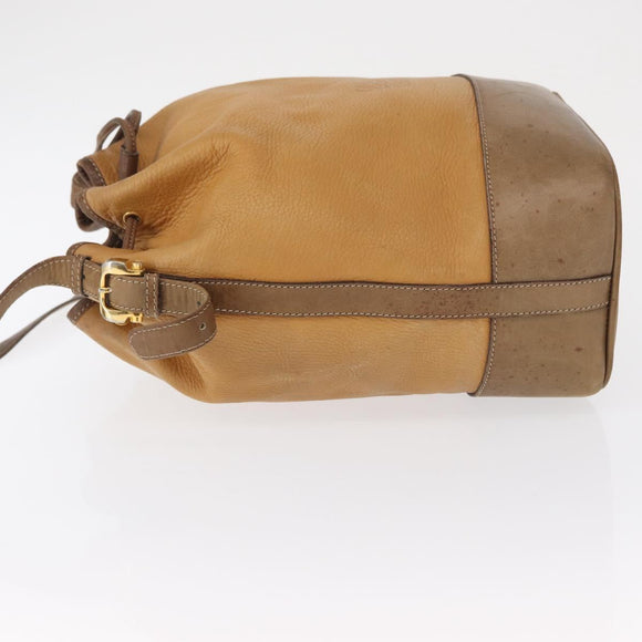 LOEWE Anagram Shoulder Bag Leather Brown Gold Auth 164430