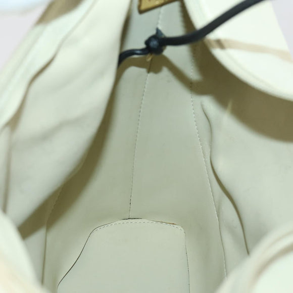 LOEWE Anagram Shoulder Bag Leather Light Beige Gold Auth 164431