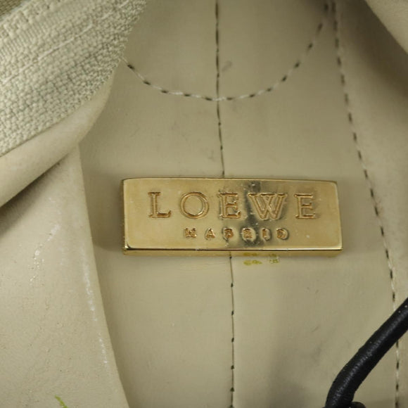 LOEWE Anagram Shoulder Bag Leather Light Beige Gold Auth 164431