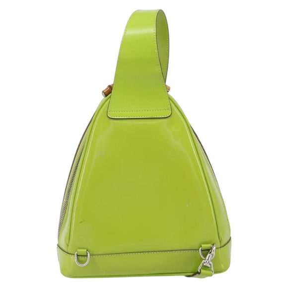 GUCCI Bamboo Backpack Patent leather Beige 003 2058 0030 Auth 164433