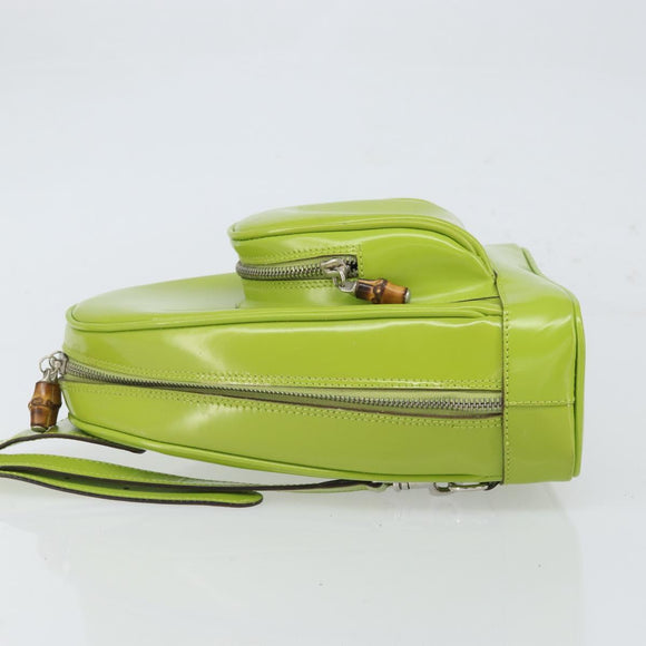 GUCCI Bamboo Backpack Patent leather Beige 003 2058 0030 Auth 164433