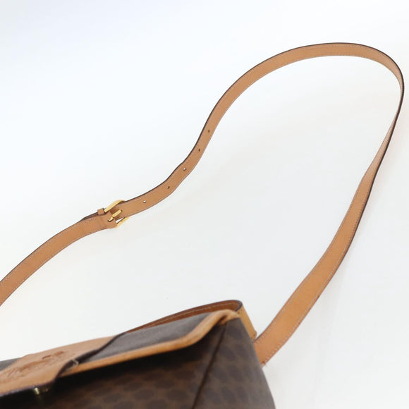 CELINE Macadam Canvas Hand Bag PVC Leather 2way Brown Gold Auth 164434