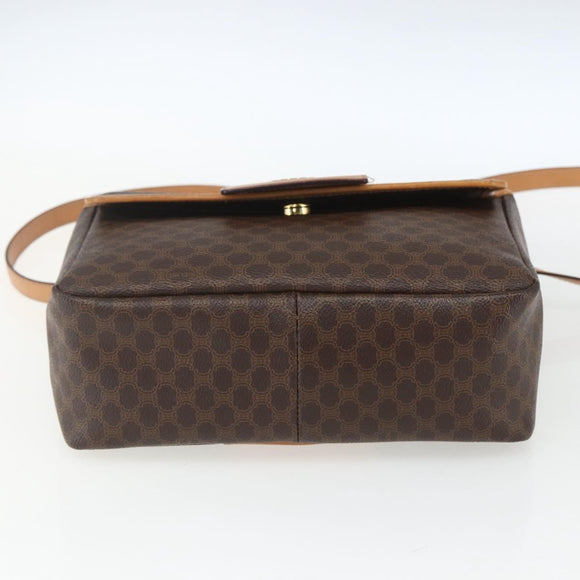 CELINE Macadam Canvas Hand Bag PVC Leather 2way Brown Gold Auth 164434
