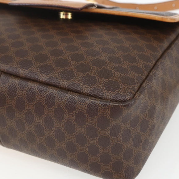 CELINE Macadam Canvas Hand Bag PVC Leather 2way Brown Gold Auth 164434