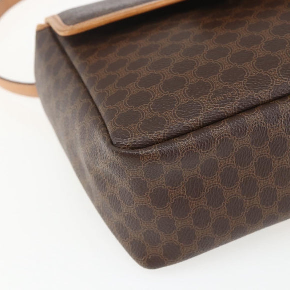 CELINE Macadam Canvas Hand Bag PVC Leather 2way Brown Gold Auth 164434