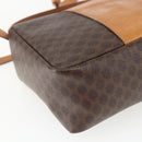 CELINE Macadam Canvas Hand Bag PVC Leather 2way Brown Gold Auth 164434-18