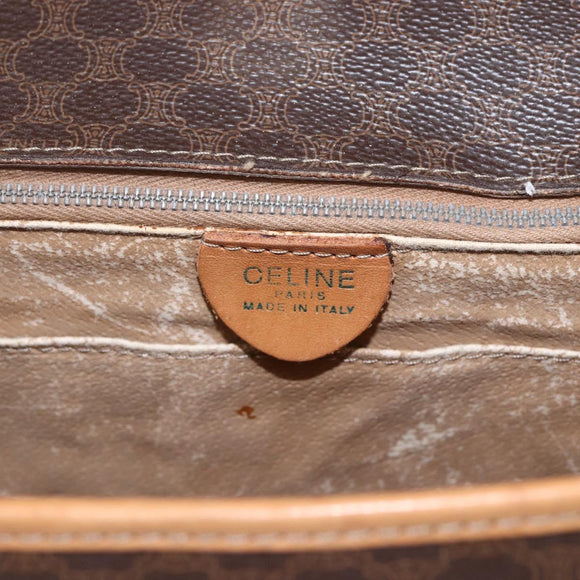 CELINE Macadam Canvas Hand Bag PVC Leather 2way Brown Gold Auth 164434
