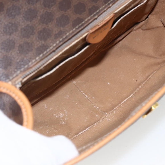 CELINE Macadam Canvas Hand Bag PVC Leather 2way Brown Gold Auth 164434