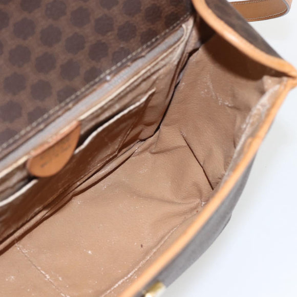CELINE Macadam Canvas Hand Bag PVC Leather 2way Brown Gold Auth 164434
