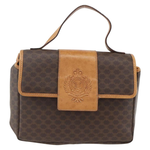 CELINE Macadam Canvas Hand Bag PVC Leather 2way Brown Gold Auth 164434