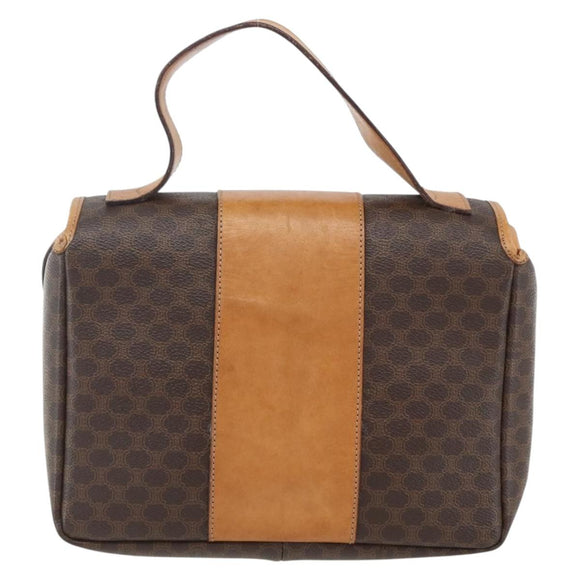 CELINE Macadam Canvas Hand Bag PVC Leather 2way Brown Gold Auth 164434
