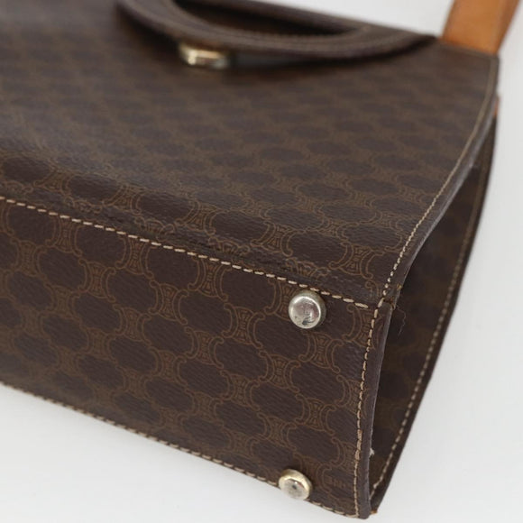 CELINE Macadam Canvas Hand Bag PVC Leather Brown Gold Auth 164435