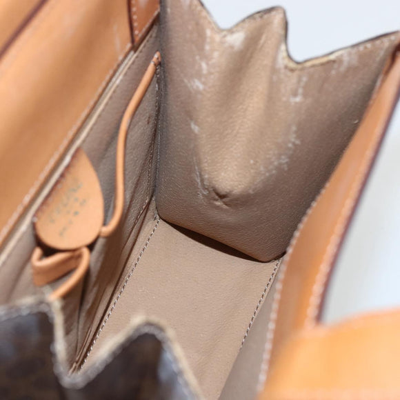 CELINE Macadam Canvas Hand Bag PVC Leather Brown Gold Auth 164435