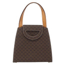 CELINE Macadam Canvas Hand Bag PVC Leather Brown Gold Auth 164435-2
