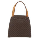 CELINE Macadam Canvas Hand Bag PVC Leather Brown Gold Auth 164435-3