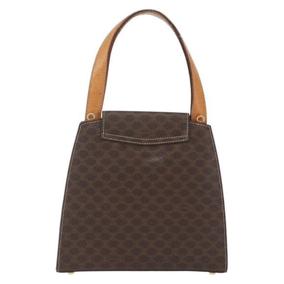 CELINE Macadam Canvas Hand Bag PVC Leather Brown Gold Auth 164435