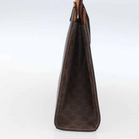 CELINE Macadam Canvas Hand Bag PVC Leather Brown Gold Auth 164435