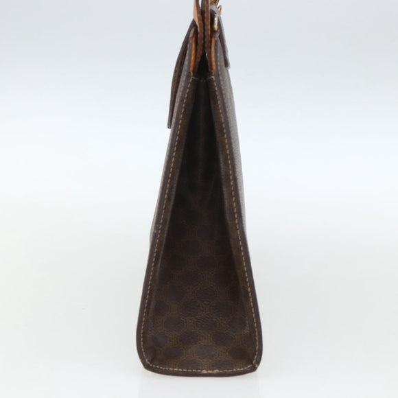 CELINE Macadam Canvas Hand Bag PVC Leather Brown Gold Auth 164435