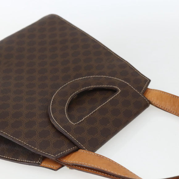 CELINE Macadam Canvas Hand Bag PVC Leather Brown Gold Auth 164435