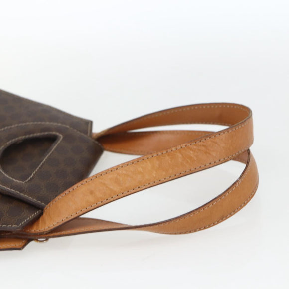 CELINE Macadam Canvas Hand Bag PVC Leather Brown Gold Auth 164435