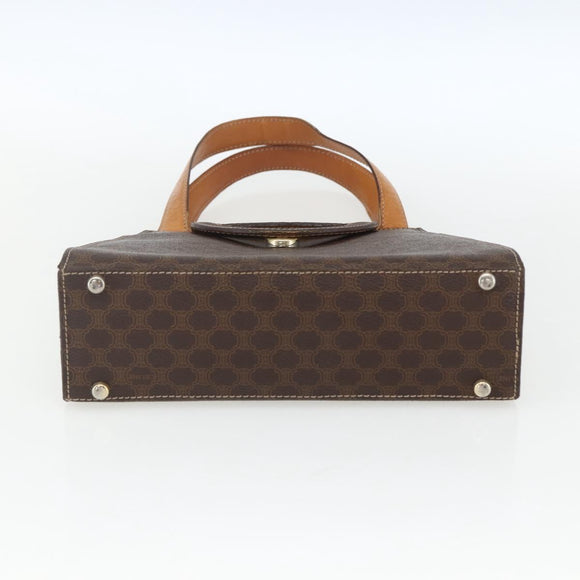 CELINE Macadam Canvas Hand Bag PVC Leather Brown Gold Auth 164435