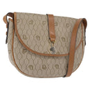 Christian Dior Honeycomb Canvas Shoulder Bag PVC Beige Gold Auth 164437-1
