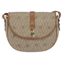 Christian Dior Honeycomb Canvas Shoulder Bag PVC Beige Gold Auth 164437-2