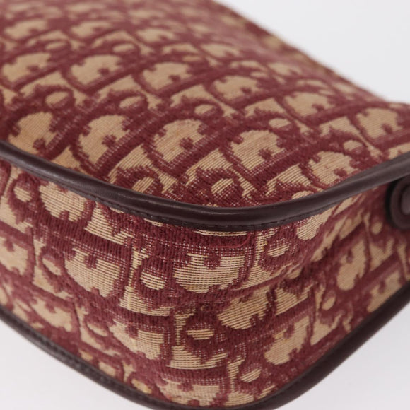 Christian Dior Trotter Canvas Shoulder Bag Red Gold Auth 164439
