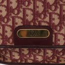 Christian Dior Trotter Canvas Shoulder Bag Red Gold Auth 164439-14