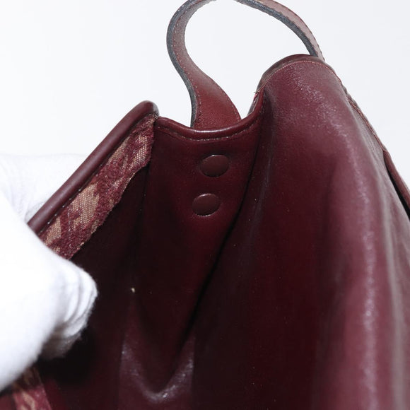 Christian Dior Trotter Canvas Shoulder Bag Red Gold Auth 164439