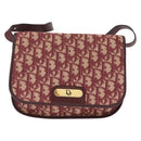 Christian Dior Trotter Canvas Shoulder Bag Red Gold Auth 164439-2