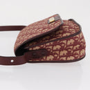 Christian Dior Trotter Canvas Shoulder Bag Red Gold Auth 164439-5