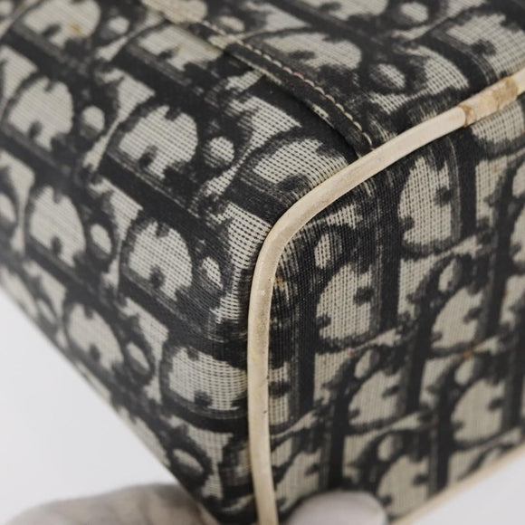 Christian Dior Trotter Canvas Vanity Pouch PVC Black Silver Auth 164440