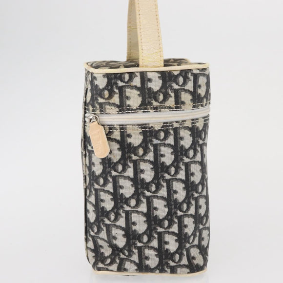 Christian Dior Trotter Canvas Vanity Pouch PVC Black Silver Auth 164440