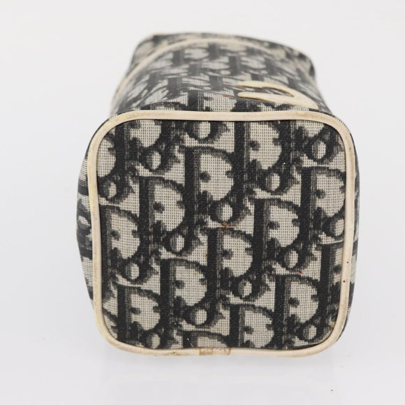 Christian Dior Trotter Canvas Vanity Pouch PVC Black Silver Auth 164440