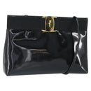 Salvatore Ferragamo Vala Shoulder Bag Patent leather Black Gold Auth 164441-1