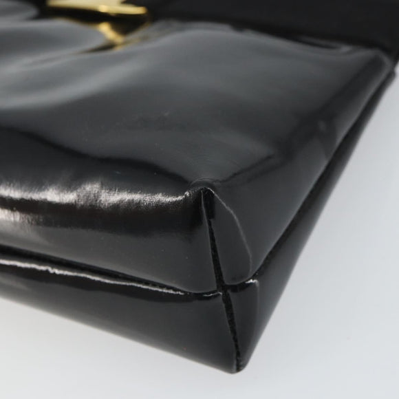 Salvatore Ferragamo Vala Shoulder Bag Patent leather Black Gold Auth 164441