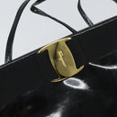 Salvatore Ferragamo Vala Shoulder Bag Patent leather Black Gold Auth 164441-14