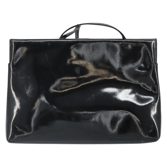Salvatore Ferragamo Vala Shoulder Bag Patent leather Black Gold Auth 164441