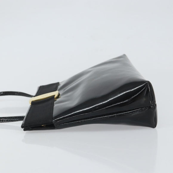 Salvatore Ferragamo Vala Shoulder Bag Patent leather Black Gold Auth 164441