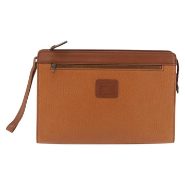 Burberrys Clutch Bag Leather Brown Gold Auth 164442 - 0