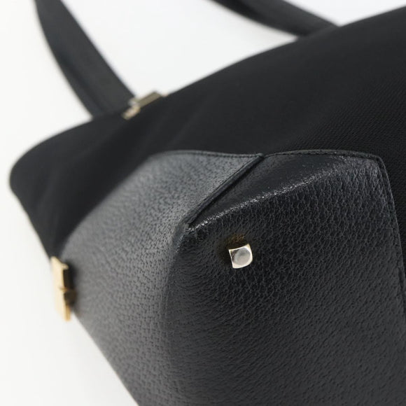 Salvatore Ferragamo Tote Bag Nylon Leather Black Gold Auth 164446