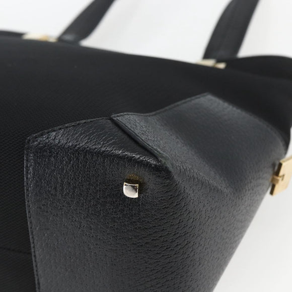 Salvatore Ferragamo Tote Bag Nylon Leather Black Gold Auth 164446