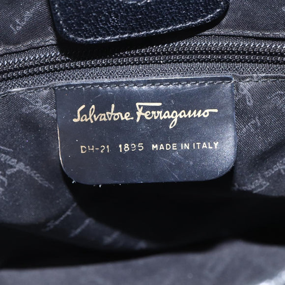 Salvatore Ferragamo Tote Bag Nylon Leather Black Gold Auth 164446