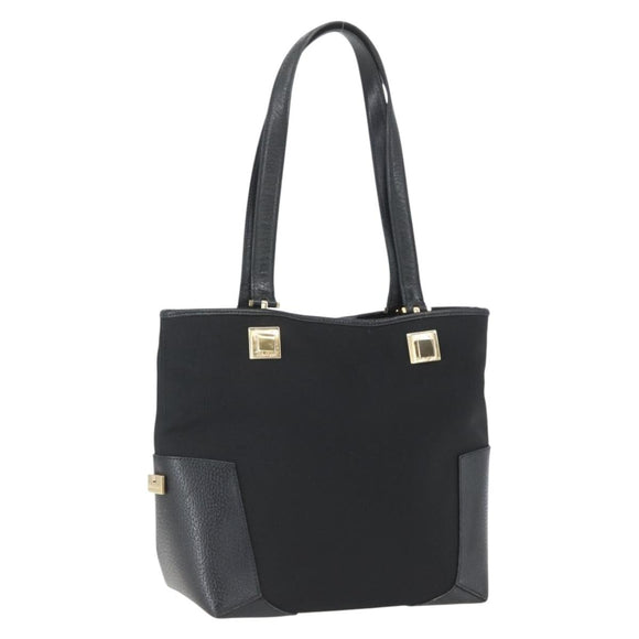Salvatore Ferragamo Tote Bag Nylon Leather Black Gold Auth 164446