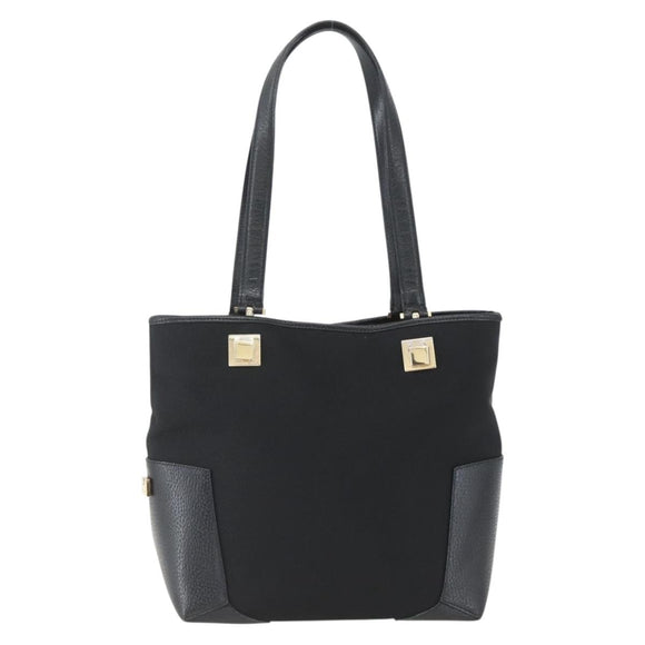 Salvatore Ferragamo Tote Bag Nylon Leather Black Gold Auth 164446