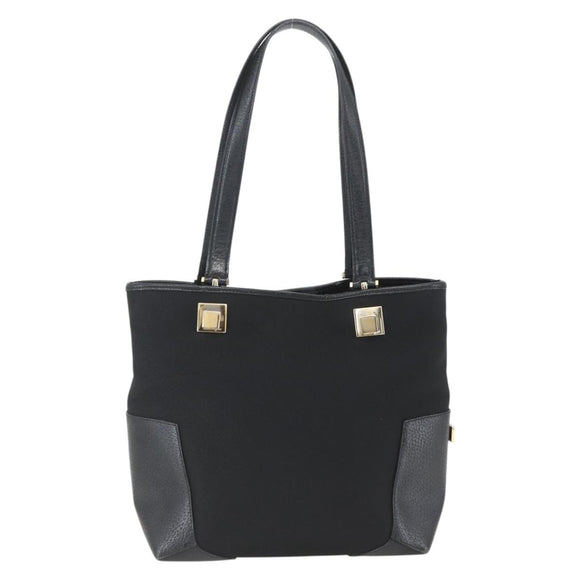 Salvatore Ferragamo Tote Bag Nylon Leather Black Gold Auth 164446