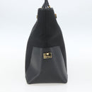 Salvatore Ferragamo Tote Bag Nylon Leather Black Gold Auth 164446-3