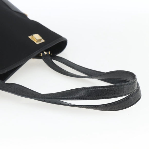Salvatore Ferragamo Tote Bag Nylon Leather Black Gold Auth 164446