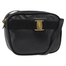 Salvatore Ferragamo Shoulder Bag Leather Black Gold Auth 164448-1